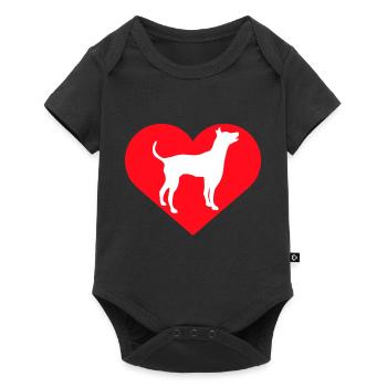 Grand Chien Coeur Amour Symbole Silhouette Contour - Body à manches courtes Premium Bébé - noir - Devant