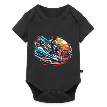 Motorrad Motocross biker bike - Baby Premium Kurzarmbody - Schwarz - Vorne