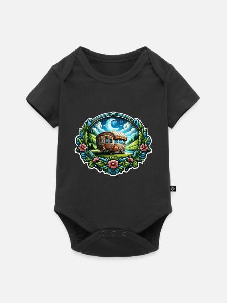 Camping - Baby Premium Kurzarmbody - Schwarz