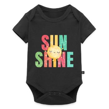 Sonne scheint Retro Sommer Urlaub - Baby Premium Kurzarmbody - Schwarz - Vorne