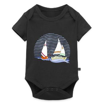 Segelboot - Baby Premium Kurzarmbody - Schwarz - Vorne