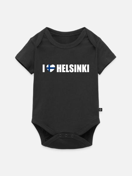 I love Helsinki - Baby Premium Kurzarmbody - Schwarz