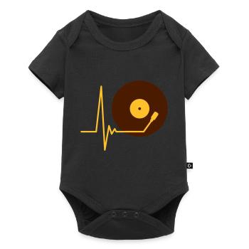 Vinyl Record Music Pulse Heartbeat Frequency - Baby Premium short-sleeve bodysuit - black - Front