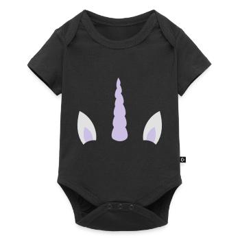corne de licorne et oreilles - Body à manches courtes Premium Bébé - noir - Devant