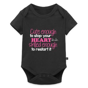 Cadeau d'arrêt cardiaque de soins infirmiers - Body à manches courtes Premium Bébé - noir - Devant