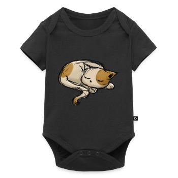 Sleeping cat stroke drawing - Baby Premium short-sleeve bodysuit - black - Front