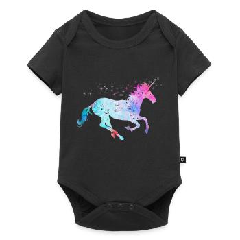 Licorne avec paillettes - Body à manches courtes Premium Bébé - noir - Devant