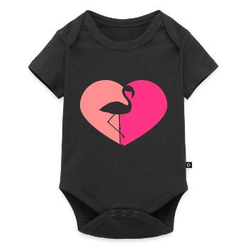 shape heart i love love silhouette outline flamingo - Baby Premium short-sleeve bodysuit - black - Front