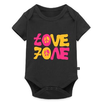 lieben Friedens siebziger 70 - Baby Premium Kurzarmbody - Schwarz - Vorne