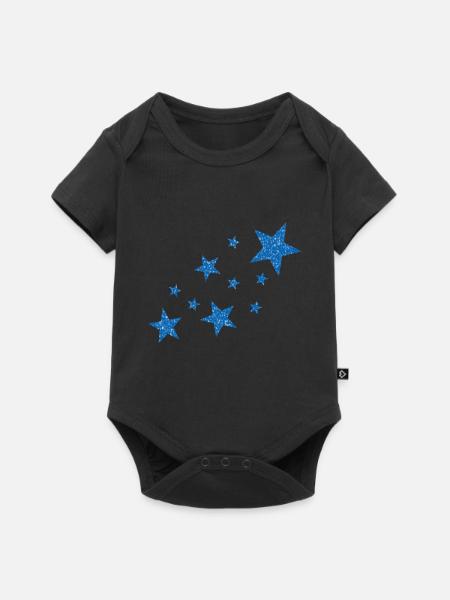 Blaue Sterne mit Schnee - Baby Premium Kurzarmbody - Schwarz