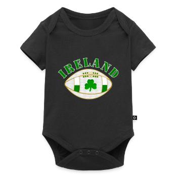 ireland shamrock styled oval rugby ball - Baby Premium short-sleeve bodysuit - black - Front