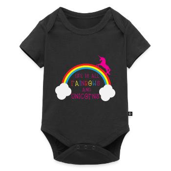 Rainbows & Unicorns - Baby Premium short-sleeve bodysuit - black - Front
