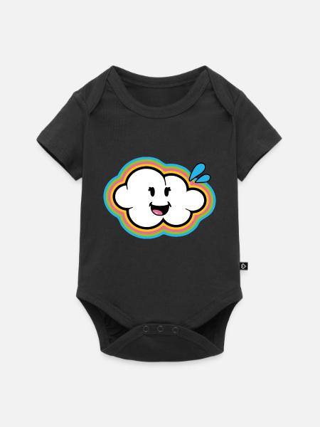 Smiley Kawaii Cloud - Baby Premium Kurzarmbody - Schwarz
