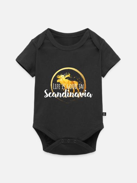 Cooler Elch Schweden - Baby Premium Kurzarmbody - Schwarz