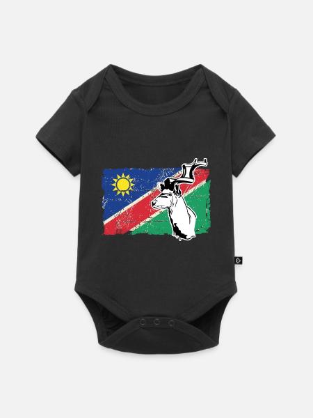 Namibia Flag - Kudu Antelope - Kudu Antilope - Baby Premium Kurzarmbody - Schwarz