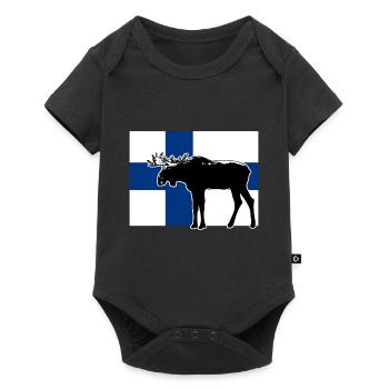 Elch - Finnland - Moose - Finland Flag - Baby Premium Kurzarmbody - Schwarz - Vorne