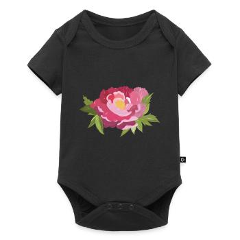 Hand painted peony - Baby Premium short-sleeve bodysuit - black - Front