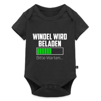 Baby Windel wird Beladen lustiger Spruch Schwanger - Baby Premium Kurzarmbody - Schwarz - Vorne