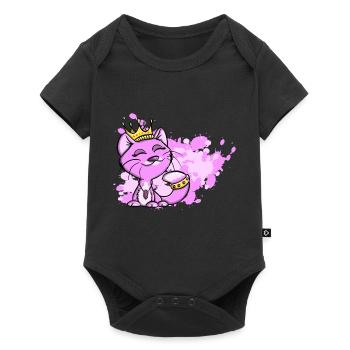 Gitty glamour chat diva princesse aquarelle - Body à manches courtes Premium Bébé - noir - Devant