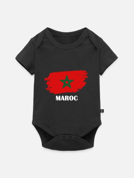 Drapeau du Maroc - Body à manches courtes Premium Bébé - noir