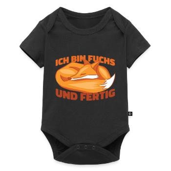Süßer Fuchs mit Spruch Fuchs und fertig - Baby Premium Kurzarmbody - Schwarz - Vorne