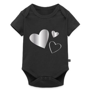 Hearts silver - Baby Premium short-sleeve bodysuit - black - Front
