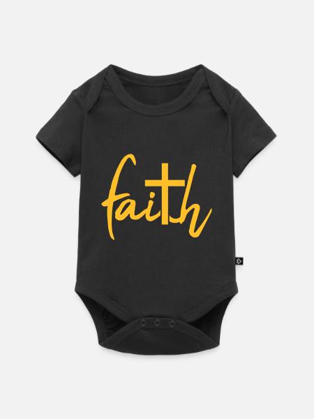 Glaube Faith Kreuz - Baby Premium Kurzarmbody - Schwarz