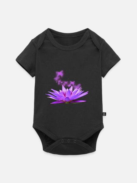 Lotusblüte - Baby Premium Kurzarmbody - Schwarz