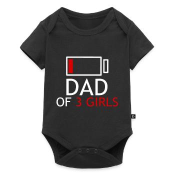 papa de 3 filles - Body à manches courtes Premium Bébé - noir - Devant