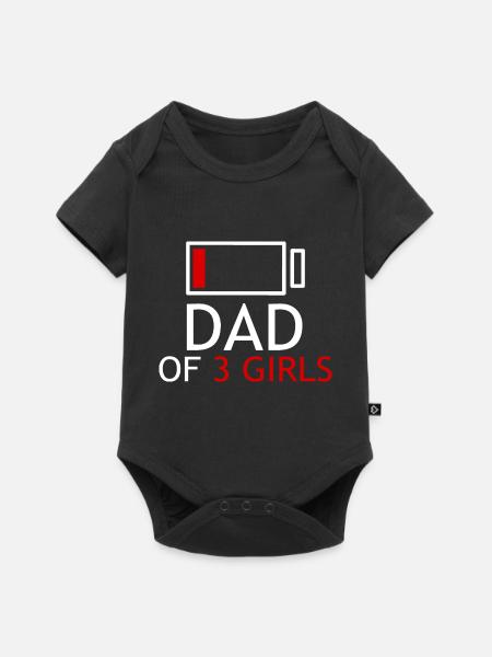 Vater von 3 Mädchen - Baby Premium Kurzarmbody - Schwarz