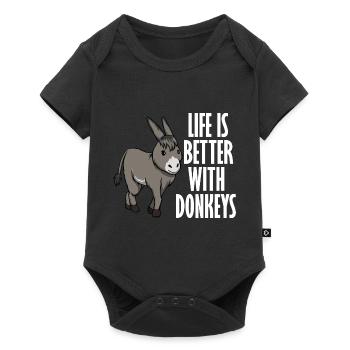 Living with donkeys Cute baby donkey - Baby Premium short-sleeve bodysuit - black - Front