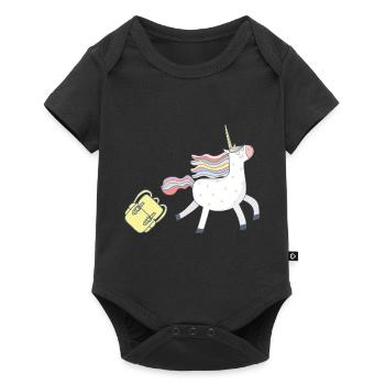 Unicorn goes to school - Baby Premium short-sleeve bodysuit - black - Front