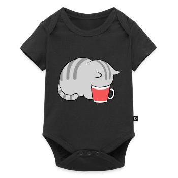 Kawaii Cat in Coffee Japanese Neko Kitten - Baby Premium short-sleeve bodysuit - black - Front
