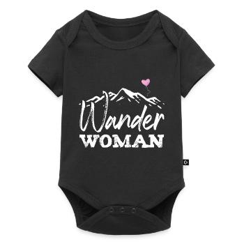 Hiking Woman Hike Ladies Mountaineer Trekking - Baby Premium short-sleeve bodysuit - black - Front