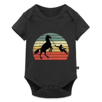 Cheval- Je fais mes propres cascades rétro vintage - Body à manches courtes Premium Bébé - noir - Devant