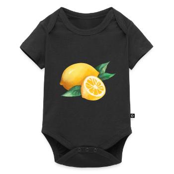 Zitrone Aquarell Italien Limone - Baby Premium Kurzarmbody - Schwarz - Vorne