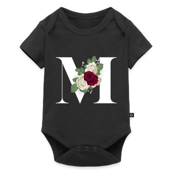 lettre M fleuris - Body à manches courtes Premium Bébé - noir - Devant