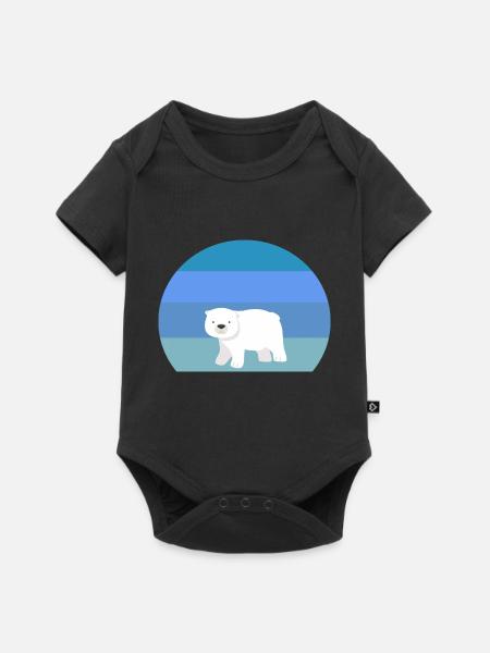 Arktis Tier Retro Eisbär - Baby Premium Kurzarmbody - Schwarz