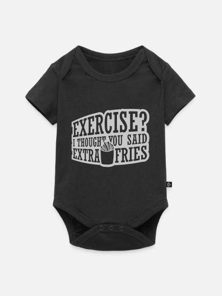 Exercise Extra Fries Zitat - Baby Premium Kurzarmbody - Schwarz