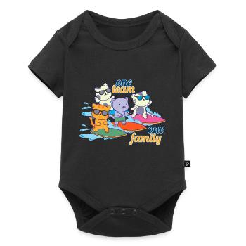 team family cat surfing department head mother - Baby Premium short-sleeve bodysuit - black - Front