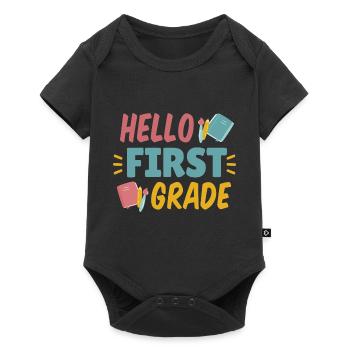 Hallo Erstklässler Hallo Erstklässler Geschenkinsp - Baby Premium Kurzarmbody - Schwarz - Vorne