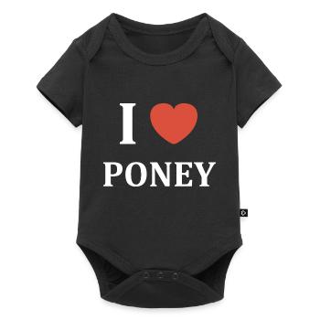 i love poney - Body à manches courtes Premium Bébé - noir - Devant