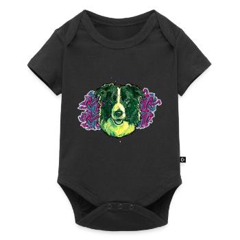 Head of Border collie - In graffiti #3 - Baby Premium short-sleeve bodysuit - black - Front