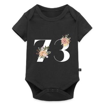 73e anniversaire fleuris (Cadeau de 73 ans) - Body à manches courtes Premium Bébé - noir - Devant