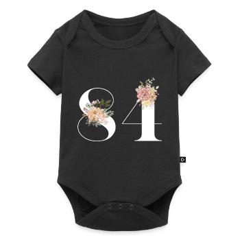 84th Anniversary Flowers (Gift of 84 years) - Baby Premium short-sleeve bodysuit - black - Front