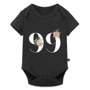99e anniversaire fleuris (Cadeau de 99 ans) - Body à manches courtes Premium Bébé - noir - Devant