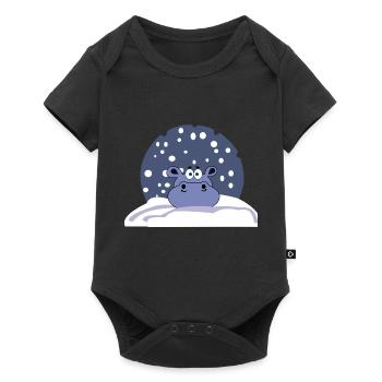 nilpferd schnee winter kalt kinder geschenk kids - Baby Premium Kurzarmbody - Schwarz - Vorne