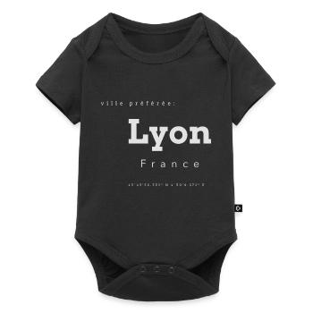 Coordonnées de la mémoire de la ville préférée de Lyon - Body à manches courtes Premium Bébé - noir - Devant
