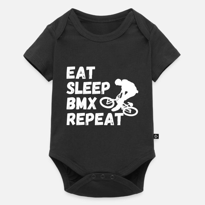 manger dormir bmx répéter - humour vélo - Body à manches courtes Premium Bébé - noir