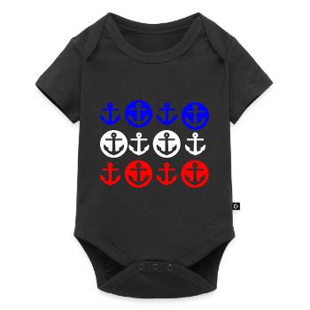 Anker Maritim Blau Weiss Rot Kreis Reihe - Baby Premium Kurzarmbody - Schwarz - Vorne